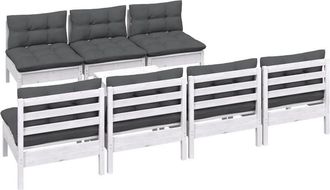 vidaXL Vidaxl - Muebles De Jard&iacute;n 8 Piezas Con Cojines Antracita Madera Pino