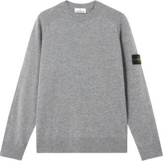 Stone Island Trui met ronde hals- raglanmouwen en ribgebreide boorden - Heren - Ronde hals truien - Grijs - XL - Wol - Truien & Vesten