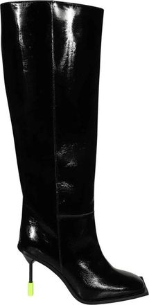 Msgm Vierkante Neus Leren Laarzen - Dames - Laarzen met Hak - Zwart - 36 EU - Leer - Schoenen