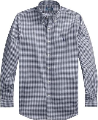 Polo Ralph Lauren Micro-Pattern Poplin Shirt - Heren - Casual Overhemden - Blauw - S - Katoen - Overhemden