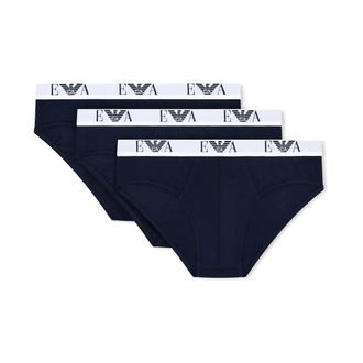 Emporio Armani Bottoms, male, Blue, Size: XL Three-pack Stretch Cotton Briefs