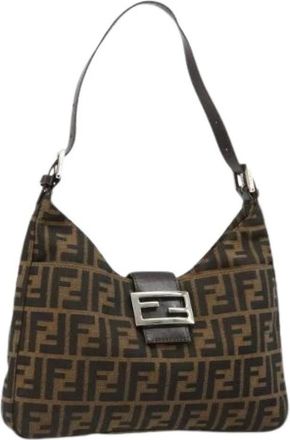 Fendi Pre-owned Zucca Canvas Shoulder Bag - Dames - Vintage Schoudertas - Bruin - ONE Size - Leer - Vintage