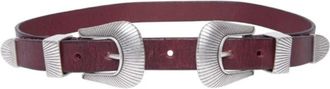 Pepe Jeans London Sasha Riem bordeaux dubbele gesp leer - Dames - Riemen - Rood - S - Leer - Accessoires