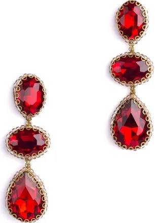 Deepa Gurnani Hadlee Drop Earrings in Ruby at Nordstrom