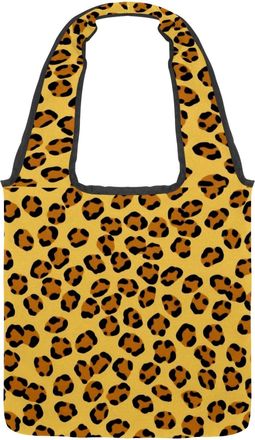 Generic Art Leopard Print Reversible Canvas Shoulder Tote - Double-Sided Print, 12oz Cotton, 27cm Drop, Fold-Flat Bag for Travel, Shopping, Street Outings