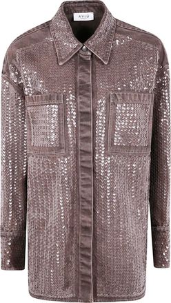 Aviù Giacca denim con paillettes - Marrone