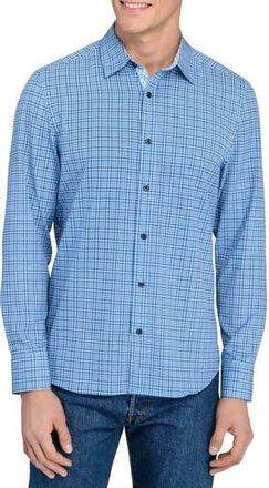 ConStruct Houndstooth Plaid Stretch Button-Up Shirt in Light Blue/Navy at Nordstrom Rack, Size Xx-Large