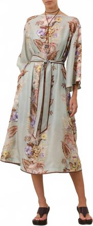 Zimmermann Coco Tunic Midi Dress In Sage Multi Floral
