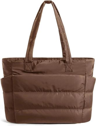 Generic Tote Bag for Women, Lightweight Quilted Puffer Work Tote with Zipper and Laptop Compartment, Large Puffy Travel Shoulder Handbag for School, Gym, and 