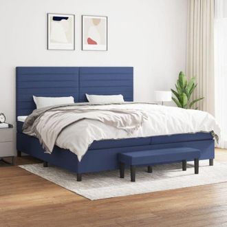 vidaXL Vidaxl - Cama Box Spring Con Colch&oacute;n Tela Azul 200x200 Cm