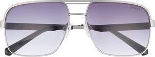 Guess 59mm Navigator Sunglasses in Shiny Gunmetal /Smoke at Nordstrom Rack