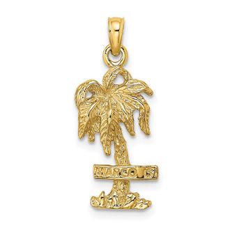 Diamond2Deal 14k Yellow Gold MARCO IS. Palm Tree Charm Pendant