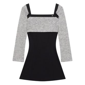 GCDS Abito Corto Scollo Quadrato (Due Pezzi) - - Dresses - Donna - Nero - M