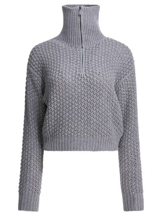 Max Mara Pullover aus Wollmischung mit halbem Rei&szlig;verschluss