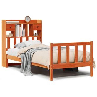 Berkfield Home Bookcase Bed without Mattress Wax Brown 100x200 cm Solid Wood Pine