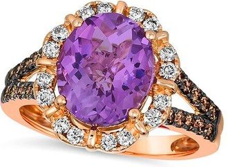 Le Vian 14K Rose Gold 3.89 Ct. Tw. Diamond & Amethyst Cocktail Ring