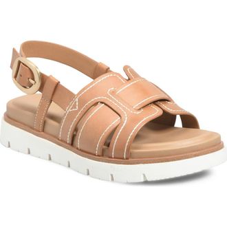 S&ouml;fft Goldie Slingback Platform Sandal in Luggage at Nordstrom, Size 6.5
