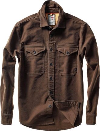 Relwen Mens Utility Long Sleeve Workshirt In Coffee Moleskin