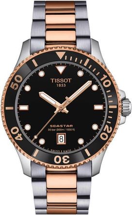 Tissot Seastar 1000 Two-Tone Bracelet Watch, 40mm in Black at Nordstrom