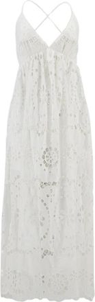Zimmermann Witte Eyelet Kant Midi Jurk - Dames - Maxi kleedjes - Wit - L - Katoen - Kleedjes