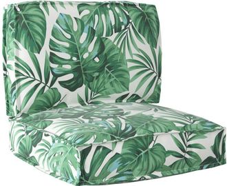 vidaXL Pallet Cushion Set Floral 2 pcs Leaf pattern 60 x 60 x 12 cm vidaXL