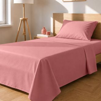 KASANOVA Completo letto 1 piazza e mezza tinta unita corallo