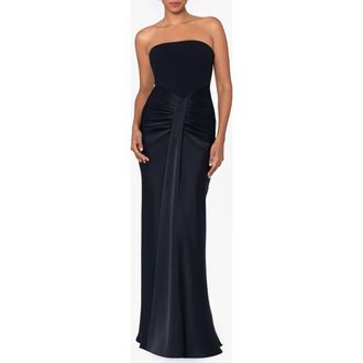 Betsy & Adam Strapless Satin Gown in Black at Nordstrom Rack, Size 14