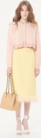Valentino Gonna In Crepe Couture Con Piume Donna GIALLO 36