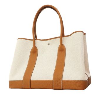 Herm&egrave;s Gold Toile H Negonda Leather Tote Bag (Pre-Owned)