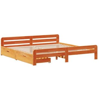 vidaXL Cama Sin Colch&oacute;n Madera Maciza De Pino Marr&oacute;n Cera 200x200 Cm Vidaxl