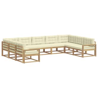 vidaXL Conjunto De Sof&aacute;s De Exterior 9 Uds. Blanco Y Crema Vidaxl
