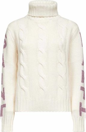 MC2 Saint Barth Truien & Vesten, Dames, Wit, S, Wol, Kabelgebreide wollen trui met Lurex