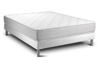 VITALIT Somier blanco + colch&oacute;n con espuma viscoel&aacute;stica 140 x 190
