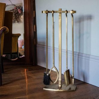 Ivyline Fireside Companion Set Brass H72cm W28.5cm in Metallics