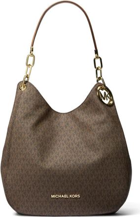 Michael Kors Lillie Grote Logo Schoudertas - Dames - Schoudertassen - Bruin - ONE Size - Leer - Tassen
