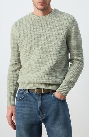 Mango Crewneck Open Knit Sweater in Mint Green at Nordstrom, Size Medium