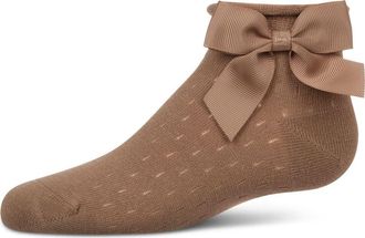 MeMoi Pointelle Soft Stretch Anklet Socks in Taupe at Nordstrom, Size 6-12M