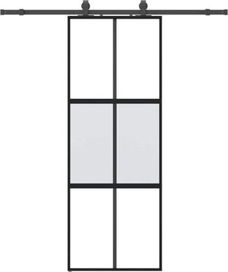 vidaXL Vidaxl - Puerta Corredera Con Herrajes Negro 76x205 Cm Vidrio Templado