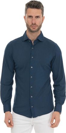 Gran Sasso Piqu&eacute; Shirt met Franse Hals - Heren - Casual Overhemden - Blauw - S - Katoen - Overhemden