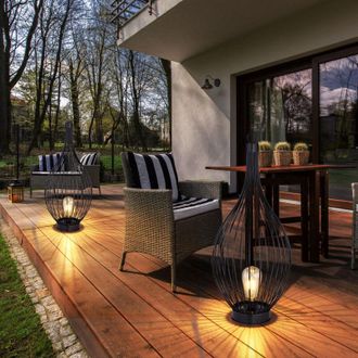 ETC Shop 2x Lampada a sospensione solare a led per esterni da giardino con gabbia da cortile design filament lampada da terra