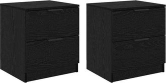 vidaXL Bedside Cabinet 2 pcs Black oak 45 x 39 x 50 cm Engineered wood vidaXL