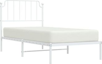 vidaXL Vidaxl - Metal Bed Frame without Mattress with Headboard White 90x190cm