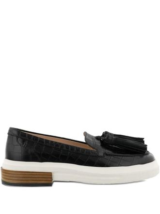 Tod's Loafers met krokodillen-reli&euml;f - Zwart