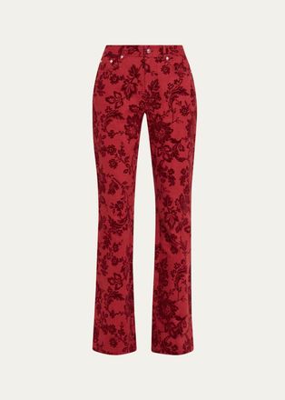 Cinq &agrave; Sept Paisley Flocked Damask Bootcut Pants