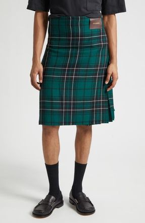 J.W.Anderson Plaid Wool Kilt in Forest Green at Nordstrom, Size Medium