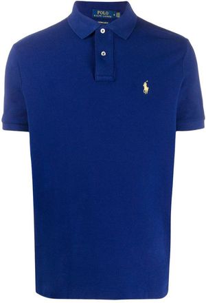 Polo Ralph Lauren Blue Polo Shirt In Cotton With Yellow Logo
