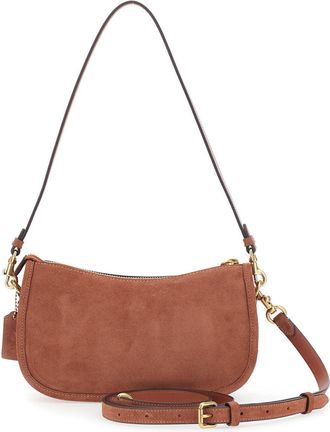 Coach Womens Crossbody Bag Suede Brown Shoulder