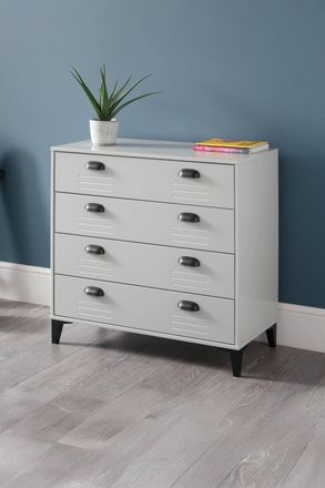 Julian Bowen Lakers Locker Style 4 Drawer Chest in Grey