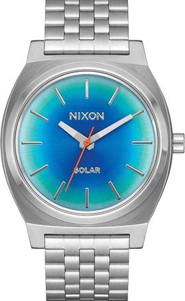 Nixon Time Teller Solar Mens Watches Silver/Rainbow, Silver Tone/Stainless Steel