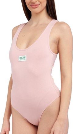 Moschino Logo-Embroidered Cotton Swimsuit - Pink